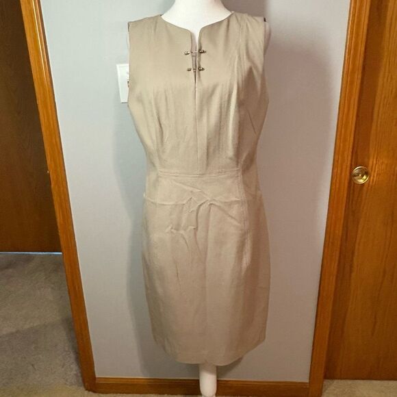 Elie Tahari beige business‎ professional sheath dress size 10 - Picture 1 of 11